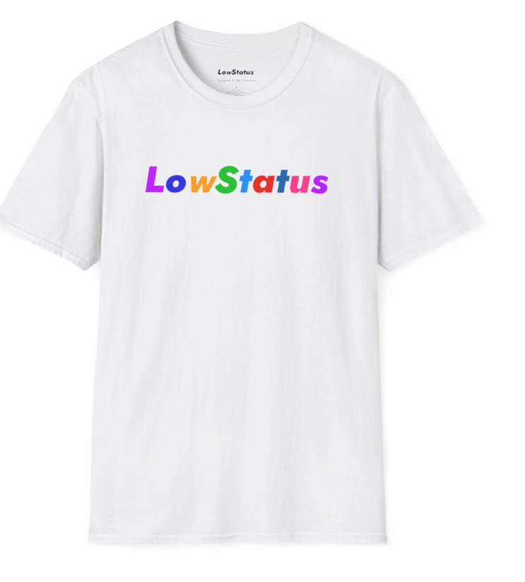 LowStatus rainbow-wordmark tee